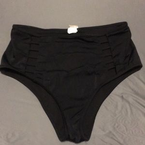 Black highwaisted bathing suit bottoms